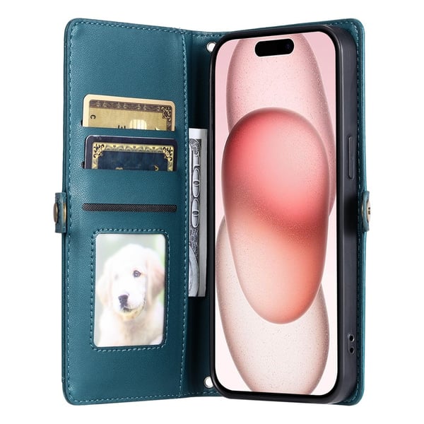 SKALO iPhone 17 Pro PU-Læder Kuvert Flip Cover - Grøn