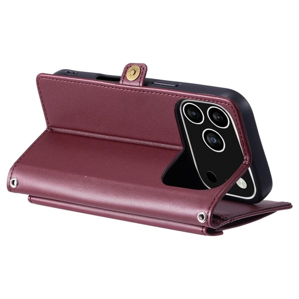 SKALO iPhone 17 Pro PU-Læder Kuvert Flip Cover - Rød