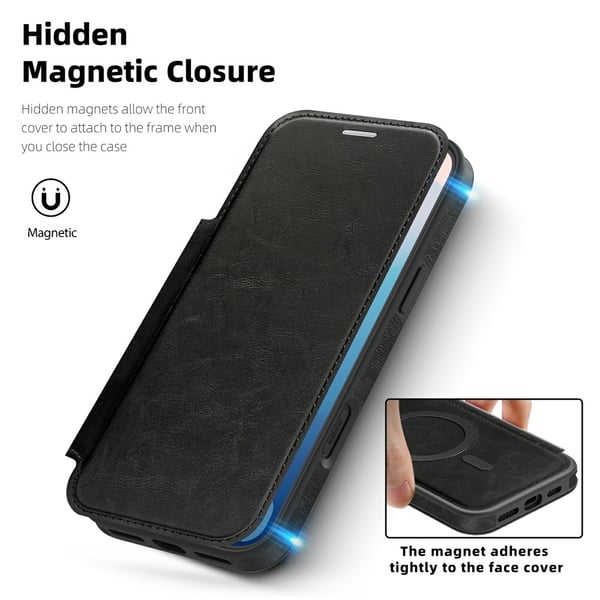 SKALO iPhone 17 Pro Slim Lompakkokotelo - Musta