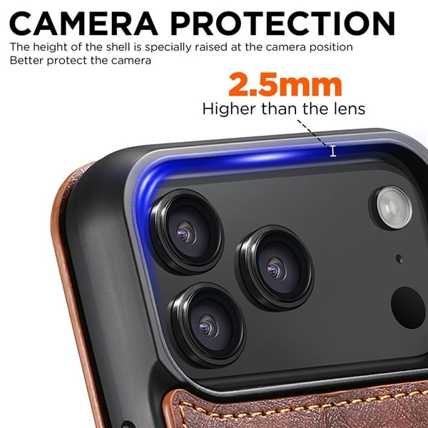 SKALO iPhone 17 Pro SUTENI J05 PU-Læder Flip Cover - Khaki