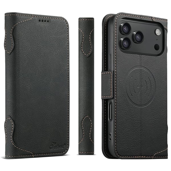 SKALO iPhone 17 Pro SUTENI J07 PU-Læder Flip Cover - Sort