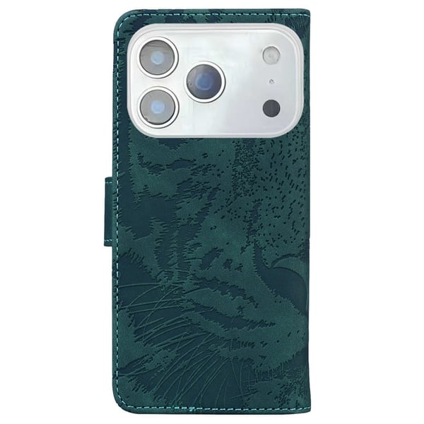 SKALO iPhone 17 Pro Præget Tiger Flip Cover - Grøn