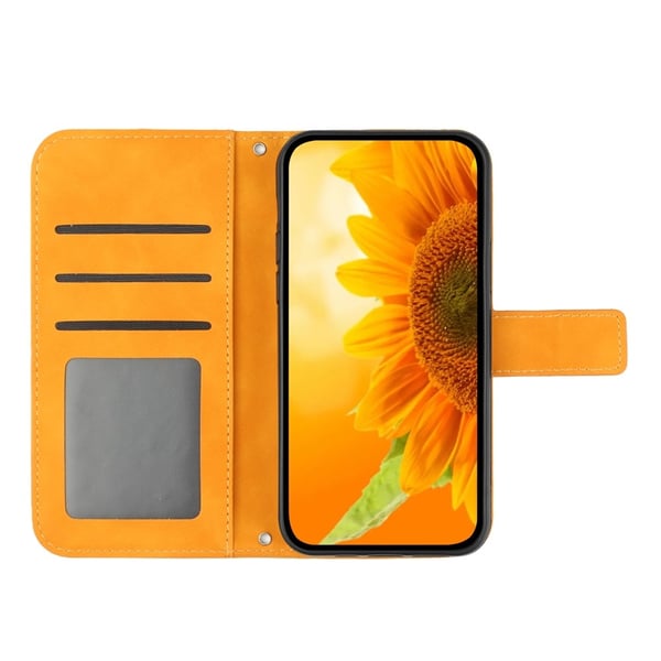 SKALO iPhone 17 Pro Præget Blomst Flip Cover - Gul