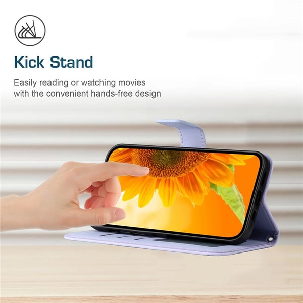 SKALO iPhone 17 Pro Præget Blomst Flip Cover - Lilla