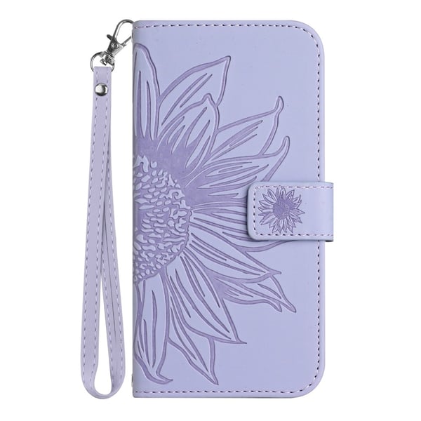 SKALO iPhone 17 Pro Præget Blomst Flip Cover - Lilla