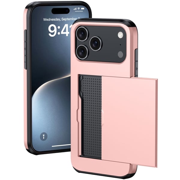 SKALO iPhone 17 Pro Max Armor Kortholder Cover - Rosa guld