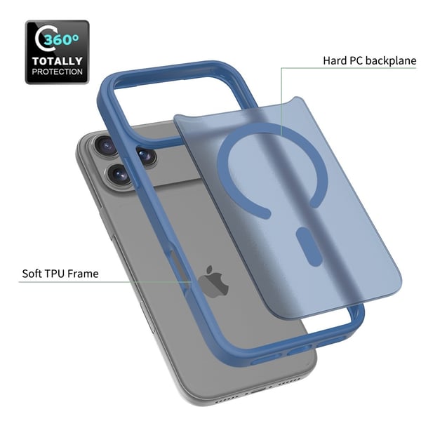 SKALO iPhone 17 Pro Max Skin-touch Hybrid Cover - Blå