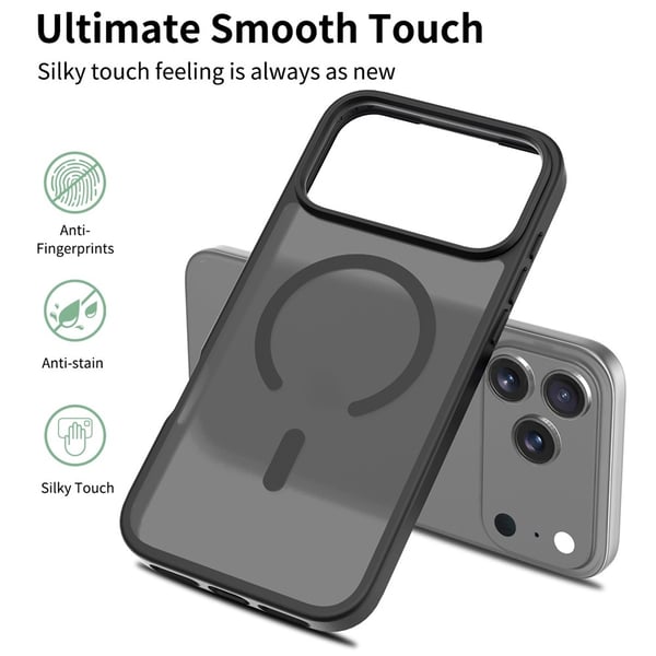 SKALO iPhone 17 Pro Max Skin-touch Hybrid Cover - Sort