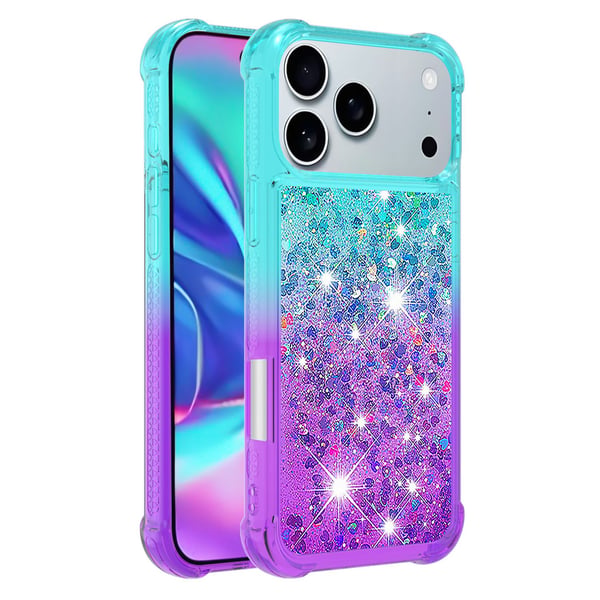 SKALO iPhone 17 Pro Max Kviksand Glitter Cover - Turkis-Lilla