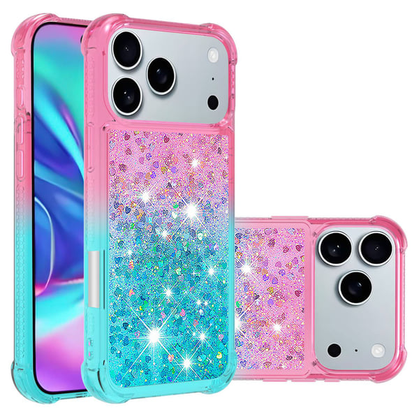 SKALO iPhone 17 Pro Max Kviksand Glitter Cover - Pink-Turkis