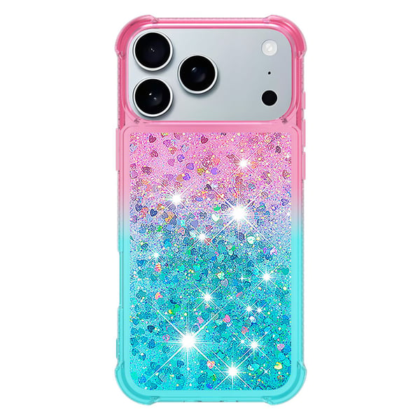 SKALO iPhone 17 Pro Max Kviksand Glitter Cover - Pink-Turkis