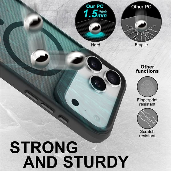 SKALO iPhone 17 Pro Max Carbon Fiber Cover - Sort