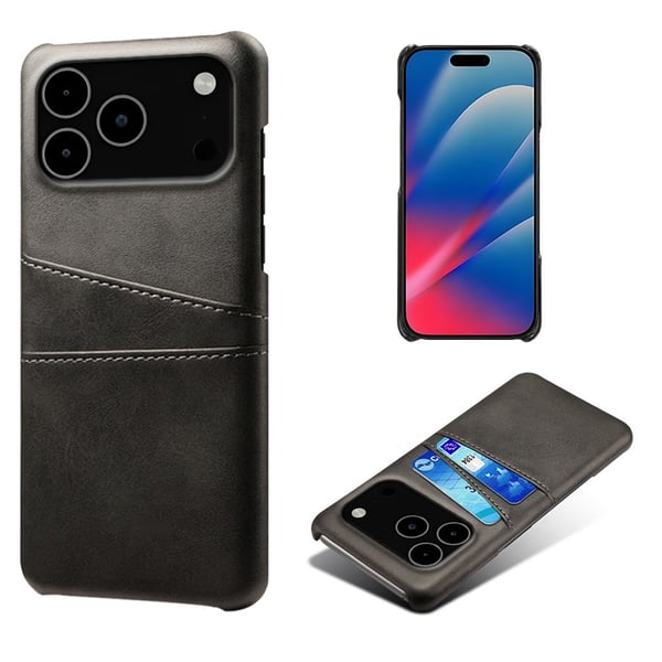 SKALO iPhone 17 Pro Max PU-Nahkainen Kortholderi Suojakuori - Musta