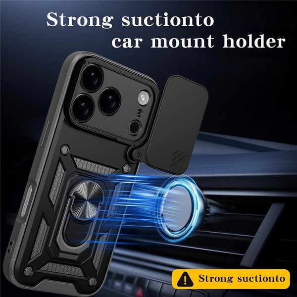 SKALO iPhone 17 Pro Max Armor Metallring Kameraslider Cover - Rød