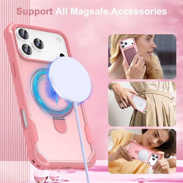 SKALO iPhone 17 Pro Max Armor Ring Suojakuori - Pinkki