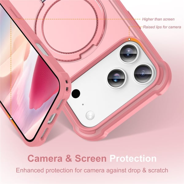 SKALO iPhone 17 Pro Max Armor Ring Suojakuori - Pinkki