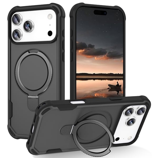 SKALO iPhone 17 Pro Max Armor Ring Cover - Sort