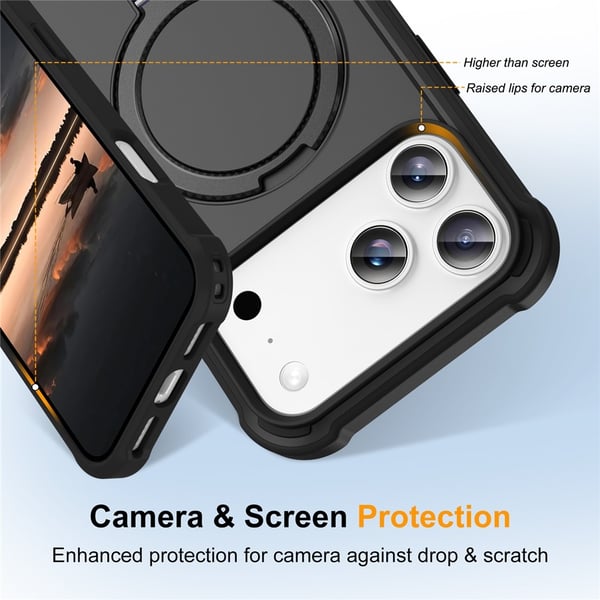 SKALO iPhone 17 Pro Max Armor Ring Suojakuori - Musta
