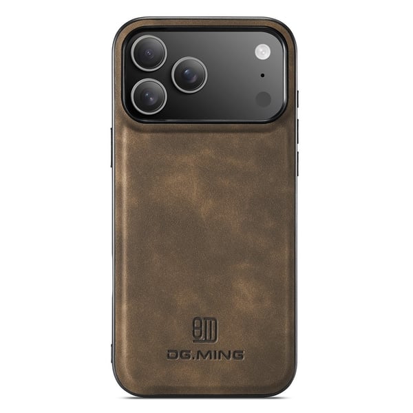 DG MING iPhone 17 Pro Max Premium PU-læder Hybrid Cover - Mørkebrun