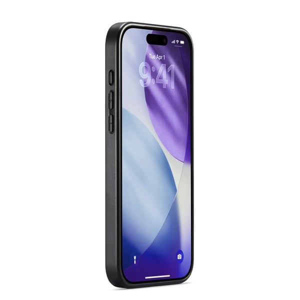 DG MING iPhone 17 Pro Max Premium PU-læder Hybrid Cover - Sort