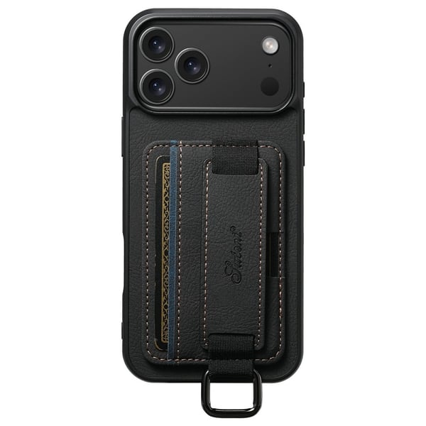SKALO iPhone 17 Pro Max SUTENI H13 PU-læder Kortholder Cover - Sort