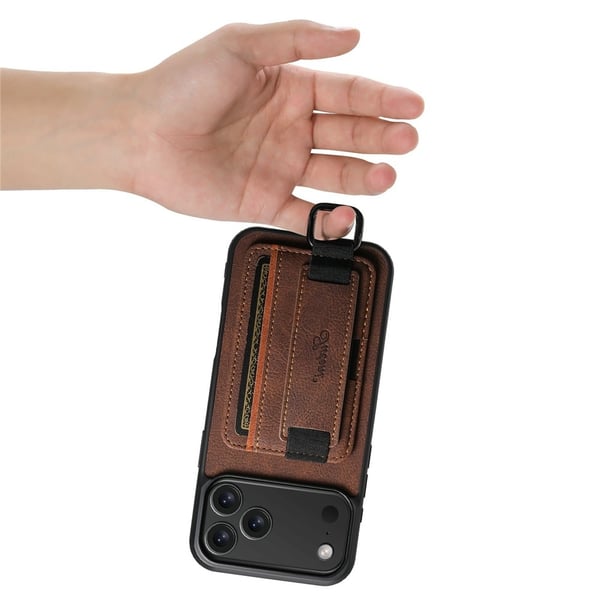 SKALO iPhone 17 Pro Max SUTENI H13 PU-læder Kortholder Cover - Brun