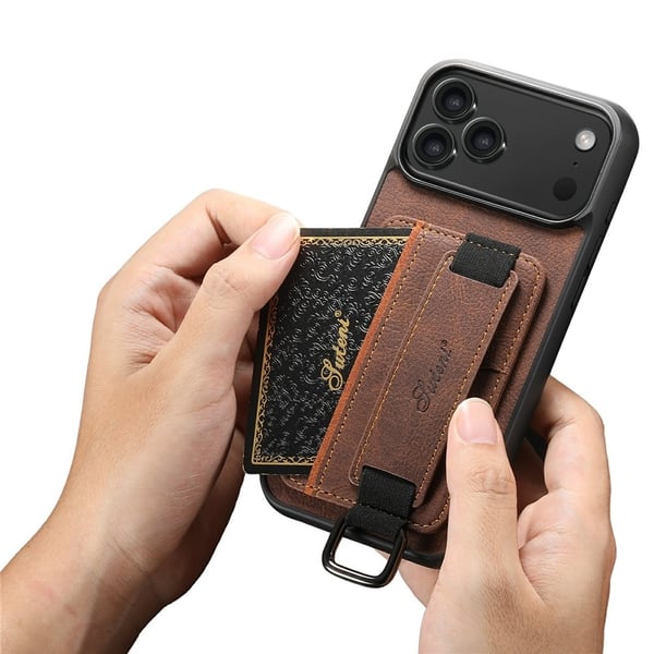 SKALO iPhone 17 Pro Max SUTENI H13 PU-læder Kortholder Cover - Brun