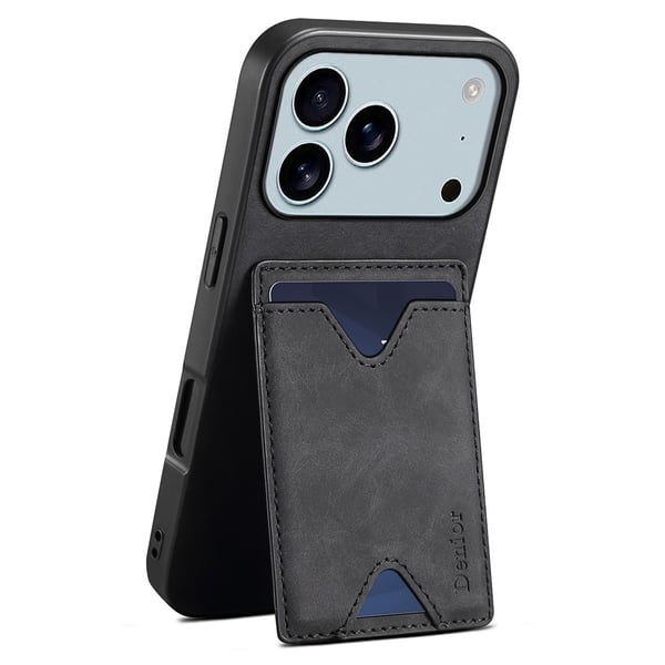 SKALO iPhone 17 Pro Max DENIOR PU-Læder Kortholder Cover - Sort