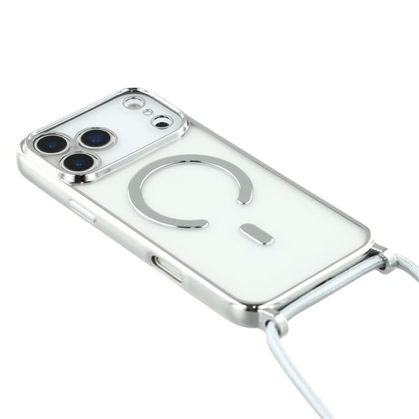 SKALO iPhone 17 Pro Max TPU Color Edge Halskæde Cover - Sølv