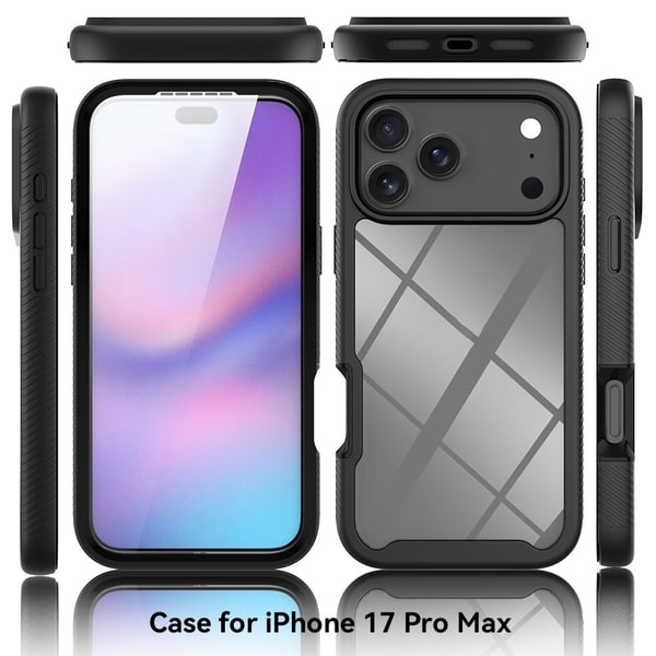 SKALO iPhone 17 Pro Max Shockproof Clear Hybrid+Skærmbeskyttelse Cover - Rød