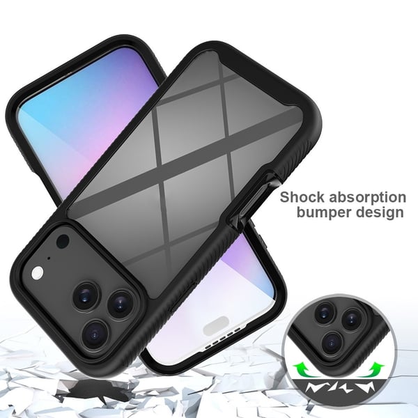 SKALO iPhone 17 Pro Max Shockproof Clear Hybrid+Skærmbeskyttelse Cover - Lilla