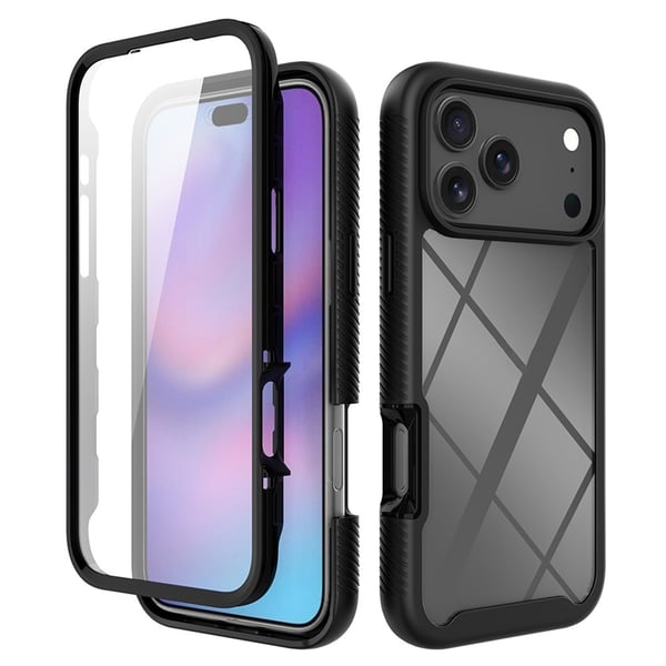 SKALO iPhone 17 Pro Max Shockproof Clear Hybrid+Skærmbeskyttelse Cover - Lilla