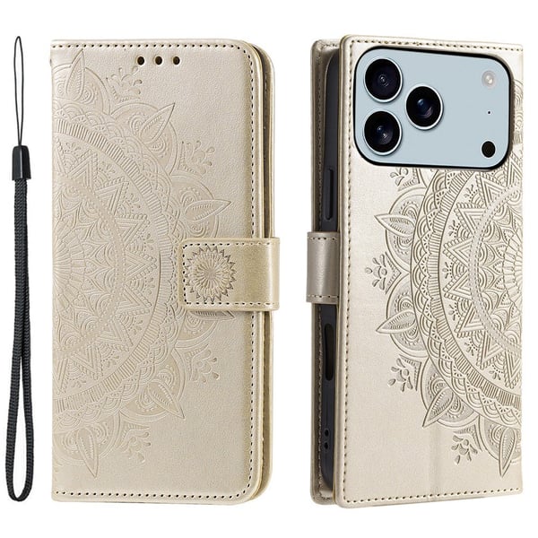 SKALO iPhone 17 Pro Max Mandala Flip Cover - Guld