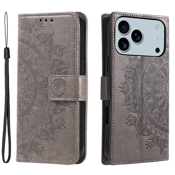 SKALO iPhone 17 Pro Max Mandala Flip Cover - Grå