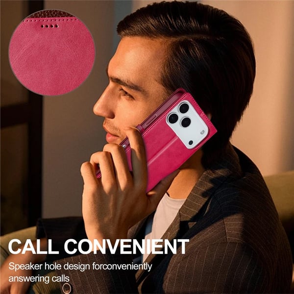 SKALO iPhone 17 Pro Max LC.IMEEKE Premium PU-læder Flip Cover - Cerise