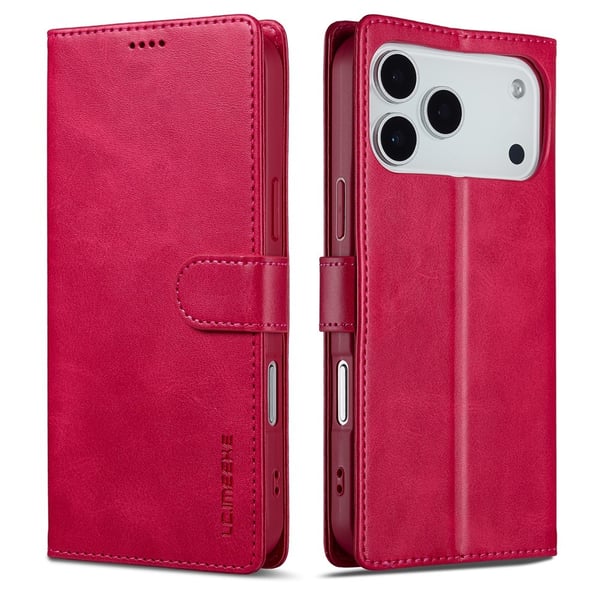 SKALO iPhone 17 Pro Max LC.IMEEKE Premium PU-nahka Lompakkokotelo - Cerise