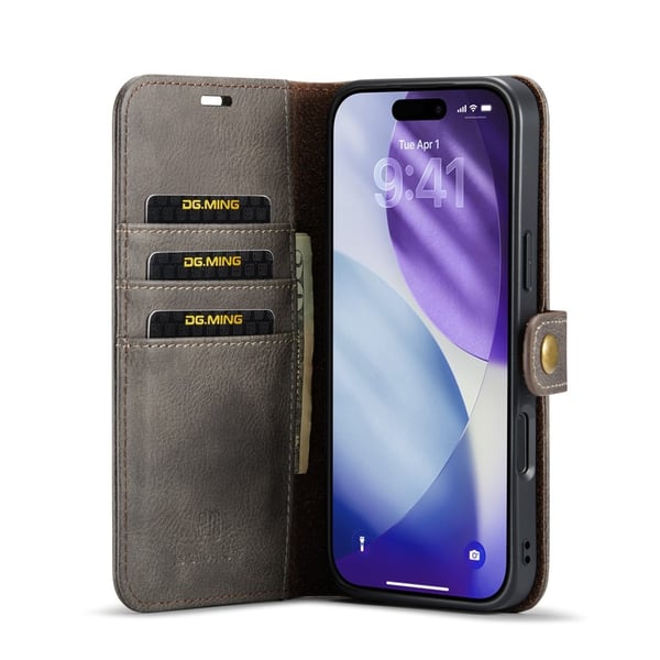 DG MING iPhone 17 Pro Max 2-i-1 Magnet Flip Cover - Grå