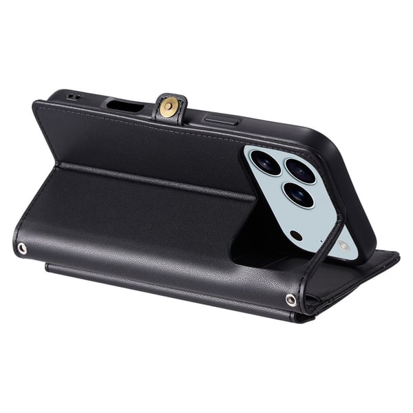 SKALO iPhone 17 Pro Max PU-Læder Kuvert Flip Cover - Sort