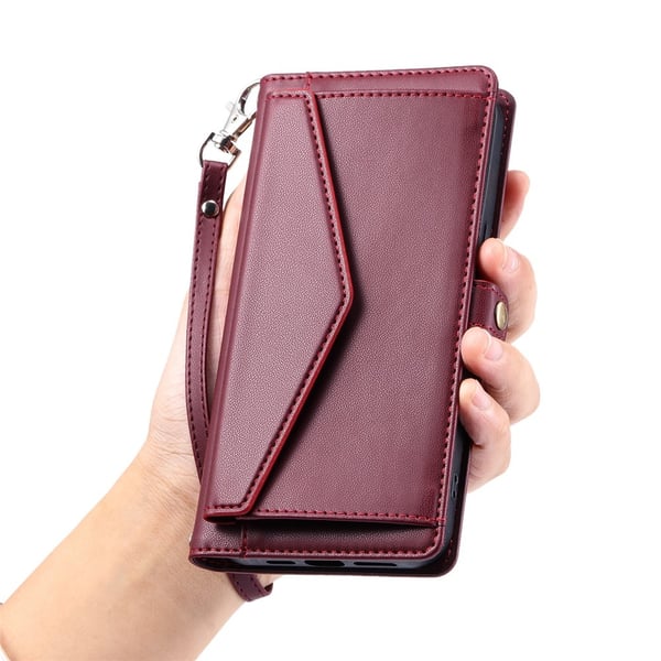 SKALO iPhone 17 Pro Max PU-Læder Kuvert Flip Cover - Rød