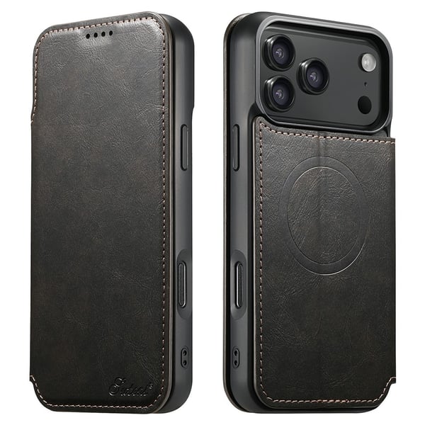 SKALO iPhone 17 Pro Max SUTENI J05 PU-Læder Flip Cover - Sort