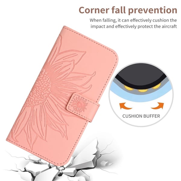 SKALO iPhone 17 Pro Max Præget Blomst Flip Cover - Pink