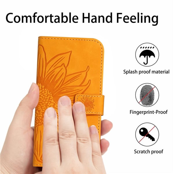 SKALO iPhone 17 Pro Max Præget Blomst Flip Cover - Gul