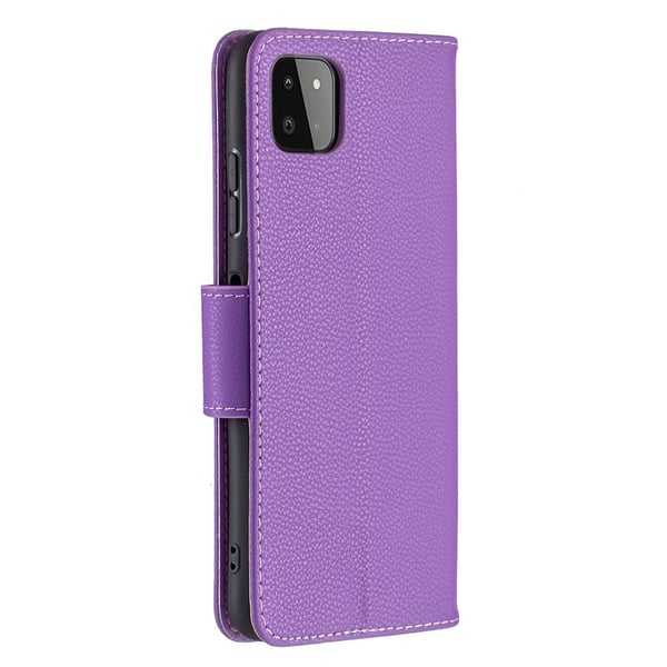 SKALO Samsung A22 5G Premium Litchi Flip Cover - Lilla