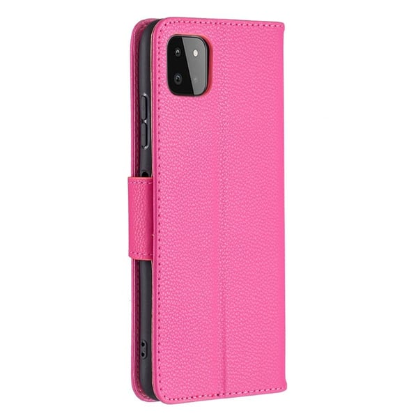 SKALO Samsung A22 5G Premium Litchi Flip Cover - Cerise