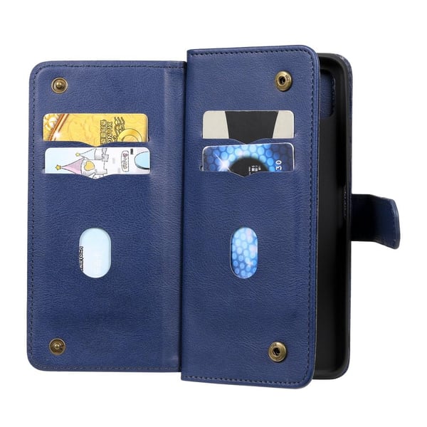 SKALO Samsung A22 5G 10-RUM Flip Cover - Blå