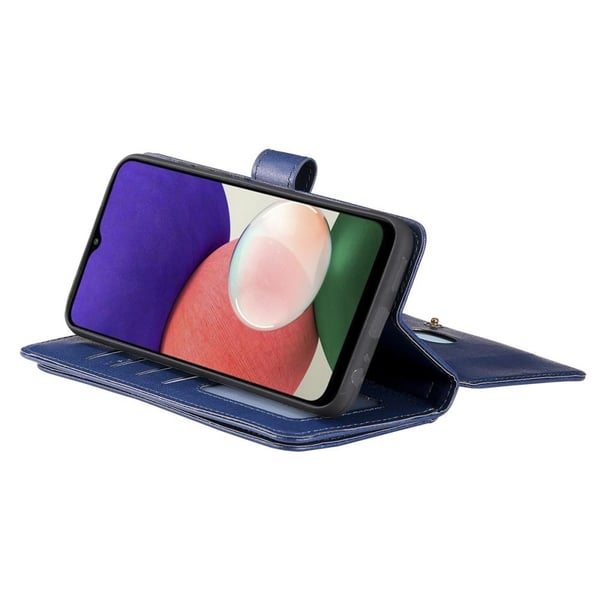 SKALO Samsung A22 5G 10-RUM Flip Cover - Blå