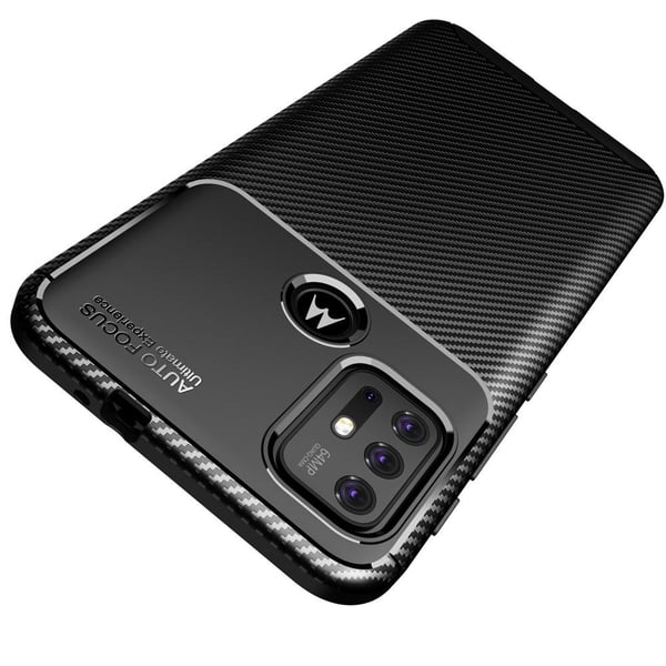 SKALO Moto G30 Carbon Fiber TPU cover - Sort