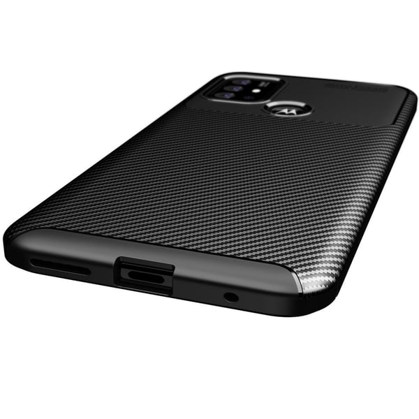 SKALO Moto G30 Carbon Fiber TPU cover - Sort