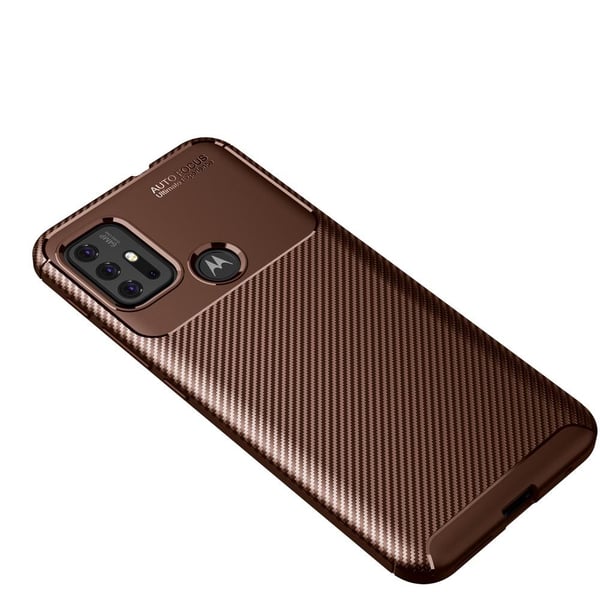 SKALO Moto G30 Carbon Fiber TPU cover - Brun