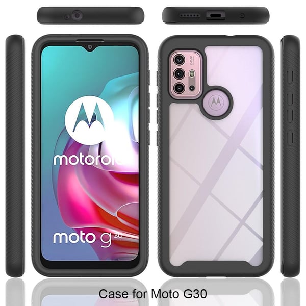 SKALO Moto G20/G30 Stødsikker Clear Hybrid Cover - Sort